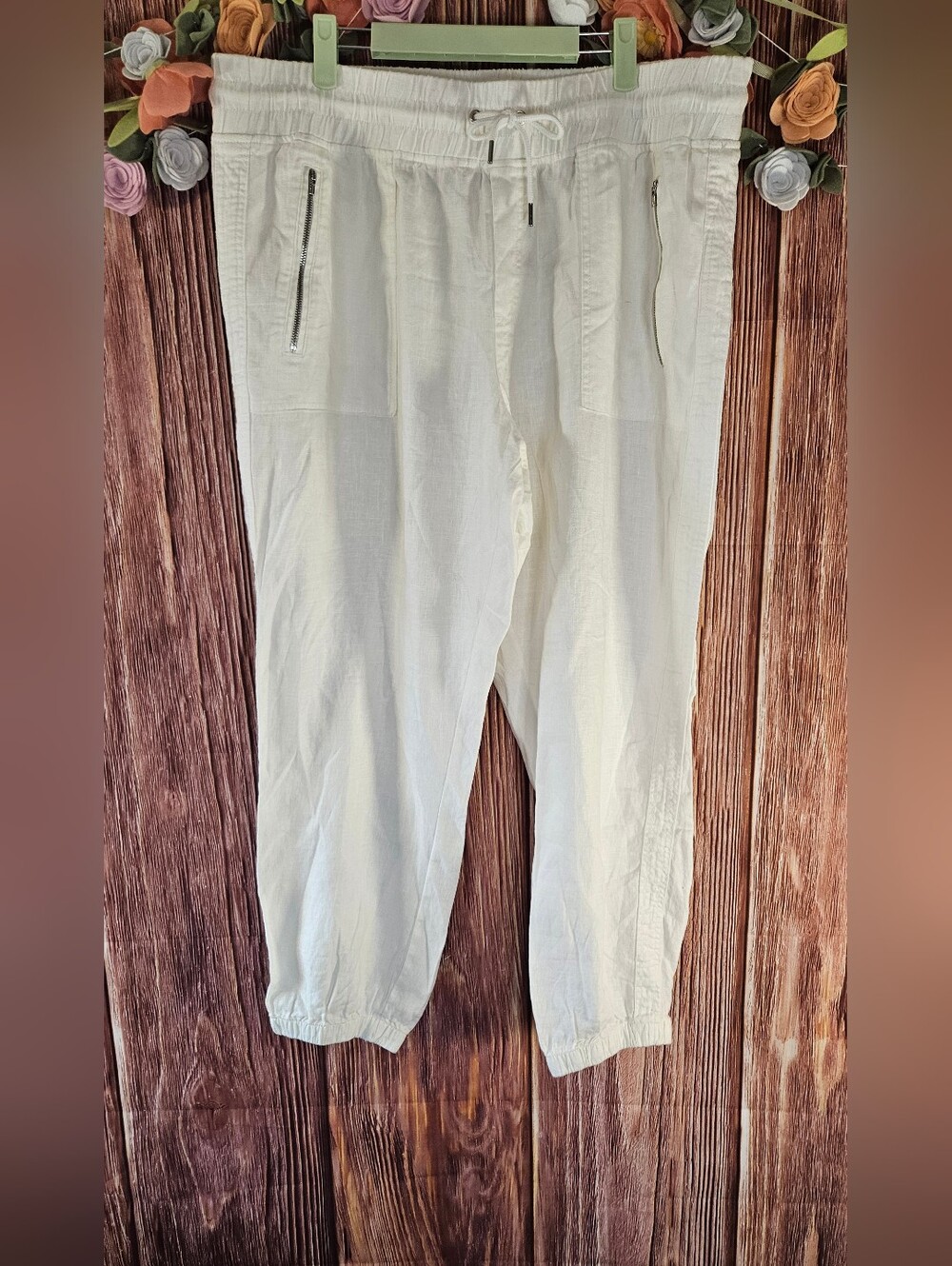 Athleta Cabo Linen Joggers with Zipper Pockets Size 18